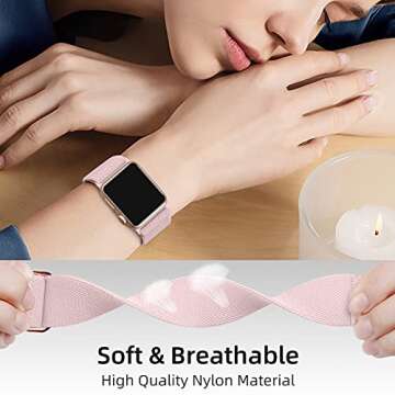 DaQin 3 Pack Stretchy Solo Loop Compatible with Apple Watch Band 40mm 38mm 44mm 42mm 41mm 45mm 46mm, Adjustable Braided Sport Elastic Nylon Strap for iWatch Series 10/9/8/7/6/5/4/3/2/1/SE Women Men