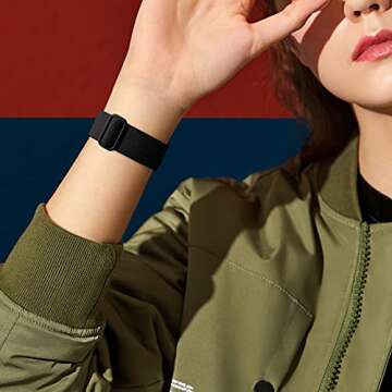 DaQin 3 Pack Stretchy Solo Loop Compatible with Apple Watch Band 40mm 38mm 44mm 42mm 41mm 45mm 46mm, Adjustable Braided Sport Elastic Nylon Strap for iWatch Series 10/9/8/7/6/5/4/3/2/1/SE Women Men