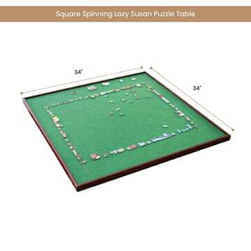 Bits and Pieces Rotating Puzzle Board with Lazy Susan, Portable 1500 Piece Jigsaw Puzzle Table with ...