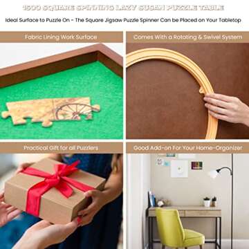 Bits and Pieces Rotating Puzzle Board with Lazy Susan