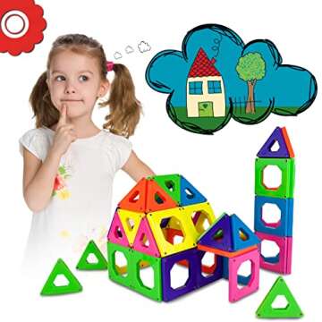 Discovery 24-Piece 3D Magnetic Tile Set in 6 Colors, Construction Building Block Creativity Kit, Educational Learning STEM Toy, Safe Non-Toxic Engineering Development Preschool Activity, Kids Age 4+