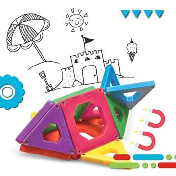 Discovery 24-Piece 3D Magnetic Tile Set in 6 Colors, Construction Building Block Creativity Kit, Educational Learning STEM Toy, Safe Non-Toxic Engineering Development Preschool Activity, Kids Age 4+