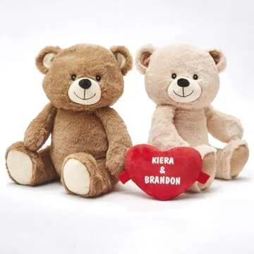 Let's Make Memories Personalized Kissy Plush Bears for Couples - Valentines Day - for Him - for Her - Romantic Stuffed Animals - Love - Amor - Te Amo - I Love You - Teddy Bears
