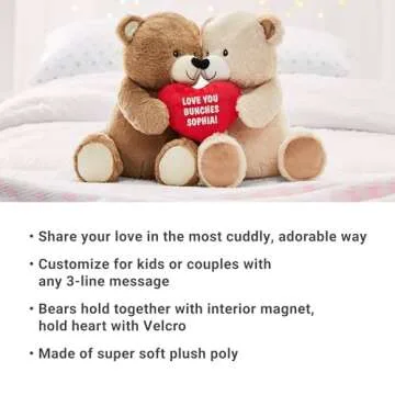 Let's Make Memories Personalized Kissy Plush Bears for Couples - Valentines Day - for Him - for Her - Romantic Stuffed Animals - Love - Amor - Te Amo - I Love You - Teddy Bears
