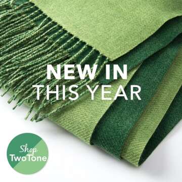 CALVIN & OLIVIA Ultra-Soft Winter Cashmere Feel Scarf Warm Long Unisex Winter Scarves Perfect Holiday Gift for Women Men Amazing Two Tone Green Lime