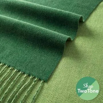 CALVIN & OLIVIA Ultra-Soft Winter Cashmere Feel Scarf Warm Long Unisex Winter Scarves Perfect Holiday Gift for Women Men Amazing Two Tone Green Lime