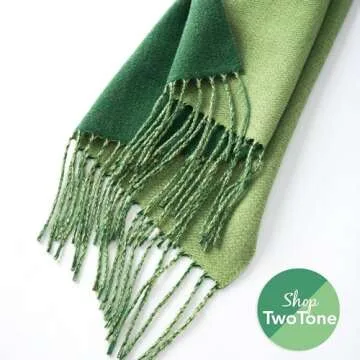 CALVIN & OLIVIA Ultra-Soft Winter Cashmere Feel Scarf Warm Long Unisex Winter Scarves Perfect Holiday Gift for Women Men Amazing Two Tone Green Lime