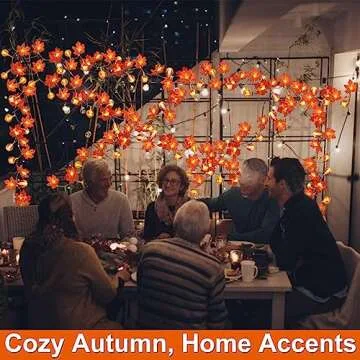 3 Pack Thanksgiving Decorations Fall Garland with Pumpkin Lights & Enlarged Maple Fall String Lights Pumpkin Decor, 30Ft 60LED Waterproof Battery Operated Fall Decorations for Home Indoor Outdoor