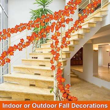 3 Pack Thanksgiving Decorations Fall Garland with Pumpkin Lights & Enlarged Maple Fall String Lights Pumpkin Decor, 30Ft 60LED Waterproof Battery Operated Fall Decorations for Home Indoor Outdoor