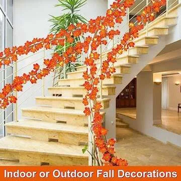 3 Pack Thanksgiving Decorations Fall Garland with Pumpkin Lights & Enlarged Maple Fall String Lights Pumpkin Decor, 30Ft 60LED Waterproof Battery Operated Fall Decorations for Home Indoor Outdoor