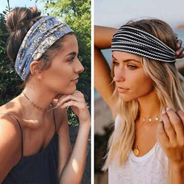 Huachi Boho Headbands - Stylish Non-Slip Hair Accessories