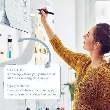 Better Labz STICK-O PEN Magnetic Pen Pencil Holder - Holds most pens, pecils and thin markers. Ideal for Fridge, Task BoardS, Workshops, Classrooms, Offices and Kitchens.