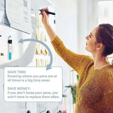 Better Labz STICK-O PEN Magnetic Pen Pencil Holder - Holds most pens, pecils and thin markers. Ideal for Fridge, Task BoardS, Workshops, Classrooms, Offices and Kitchens.