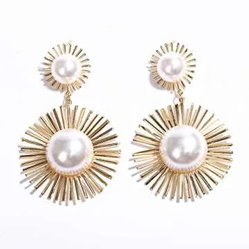 Stylish RELOVET Gold Sun Dangle Earrings for Women