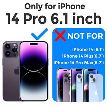 Mkeke for iPhone 14 Pro Case Clear, [Military Grade Protection] [Not Yellowing] Shockproof Phone Cas...