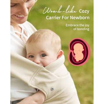 GROWNSY Newborn Carrier, Baby Carrier Newborn to Toddler, Ergonomic Baby Sling with Head Support, Cr...