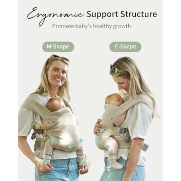 GROWNSY Newborn Carrier, Baby Carrier Newborn to Toddler, Ergonomic Baby Sling with Head Support, Cream