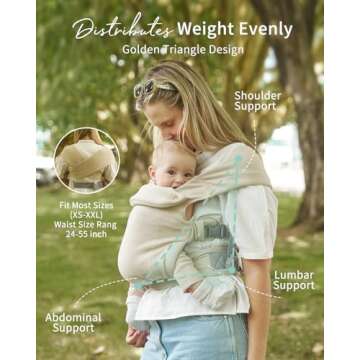 GROWNSY Newborn Carrier, Baby Carrier Newborn to Toddler, Ergonomic Baby Sling with Head Support, Cream