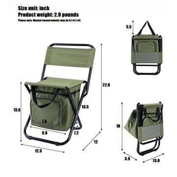 KUAIYU Multifunction 3 in 1 Fishing Chair Seat,Outdoor Backrest Stool,Portable Folding Stool,Lightwe...