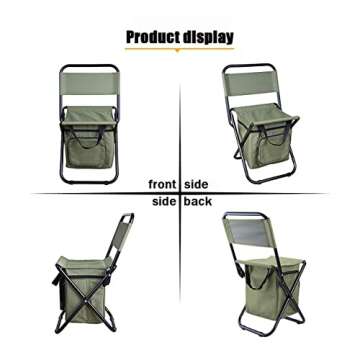 KUAIYU Multifunction 3 in 1 Fishing Chair Seat,Outdoor Backrest Stool,Portable Folding Stool,Lightweight Fishing Stool Outdoor Gear for Camping, Travel,Hiking Travel,Beach, Picnic(Green)