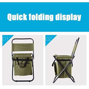 KUAIYU Multifunction 3 in 1 Fishing Chair Seat,Outdoor Backrest Stool,Portable Folding Stool,Lightweight Fishing Stool Outdoor Gear for Camping, Travel,Hiking Travel,Beach, Picnic(Green)