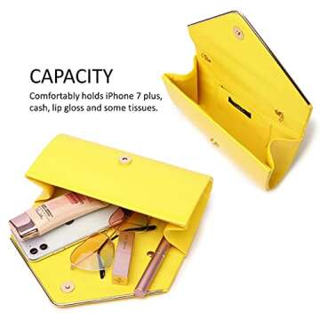 Patent Leather Envelope Clutch Womens Evening Handbag Stylish Shoulder Bag Purse for Christmas Wedding Party Prom(Yellow A)