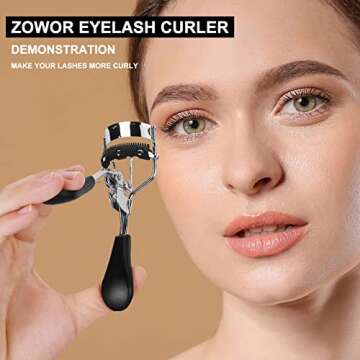 Zowor Eyelash Curler with Comb - Lasting and Natural Curls for All Eye Shapes