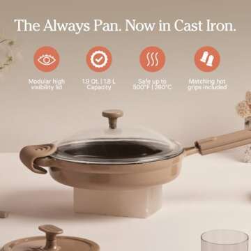 Our Place Cast Iron Always Pan | Premium Enameled, Toxin-Free Surface | 10-inch 8-in-1 Multifunction...