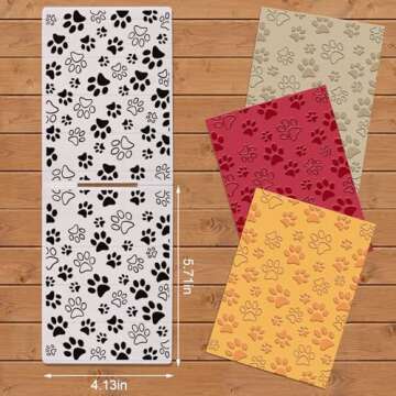 Dog Paw Print Background Plastic Embossing Folders for Card Making Pet Cat Paw Print Background Scrapbooking Plastic Template Photo Album Card Paper Handmade DIY Craft Decoration Template Molds