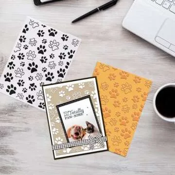 Dog Paw Print Background Plastic Embossing Folders for Card Making Pet Cat Paw Print Background Scrapbooking Plastic Template Photo Album Card Paper Handmade DIY Craft Decoration Template Molds
