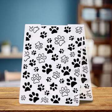 Dog Paw Print Background Plastic Embossing Folders for Card Making Pet Cat Paw Print Background Scrapbooking Plastic Template Photo Album Card Paper Handmade DIY Craft Decoration Template Molds