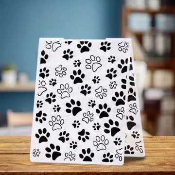 Dog Paw Print Background Plastic Embossing Folders for Card Making Pet Cat Paw Print Background Scrapbooking Plastic Template Photo Album Card Paper Handmade DIY Craft Decoration Template Molds