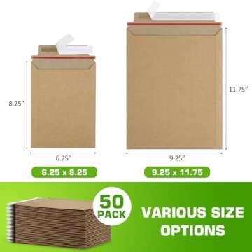 Famagic 9x12 Photo Mailers 50 Pack - Brown Self Seal Document Mailers Cardboard Envelopes, Stay Flat...