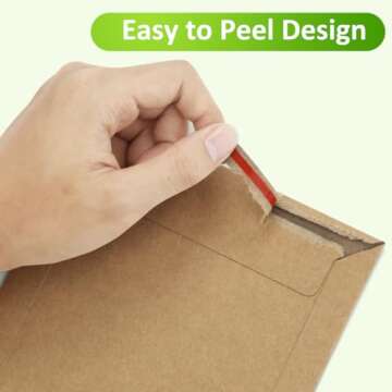 Famagic 9x12 Photo Mailers 50 Pack - Brown Self Seal Document Mailers Cardboard Envelopes, Stay Flat Photo Envelopes 9.25 x 11.75 Inches