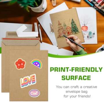 Famagic 9x12 Photo Mailers 50 Pack - Brown Self Seal Document Mailers Cardboard Envelopes, Stay Flat Photo Envelopes 9.25 x 11.75 Inches