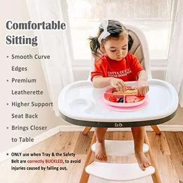 Baby High Chair, Wooden High Chair with Removable Tray and Adjustable Legs for Baby/Infants/Toddlers