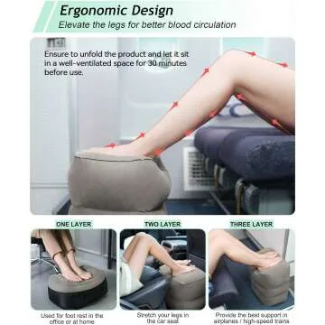 Inflatable Foot Rest Pillow for Travel Comfort