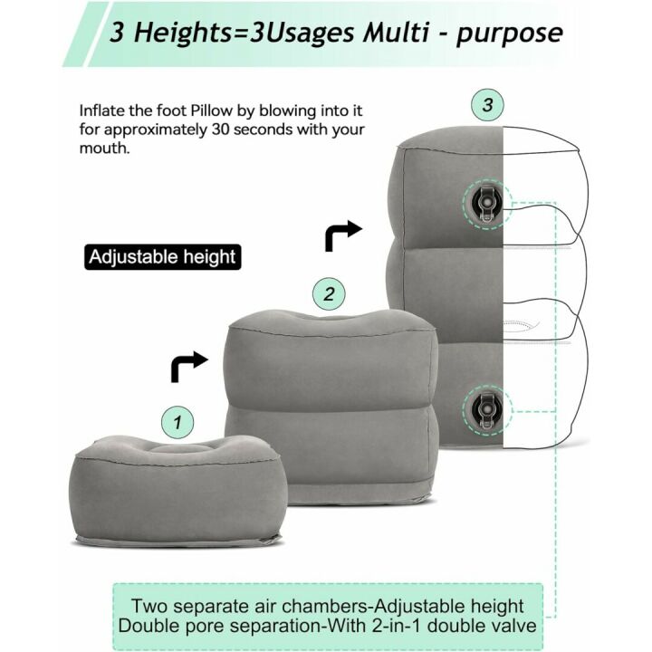 Inflatable Foot Rest Pillow for Travel Comfort