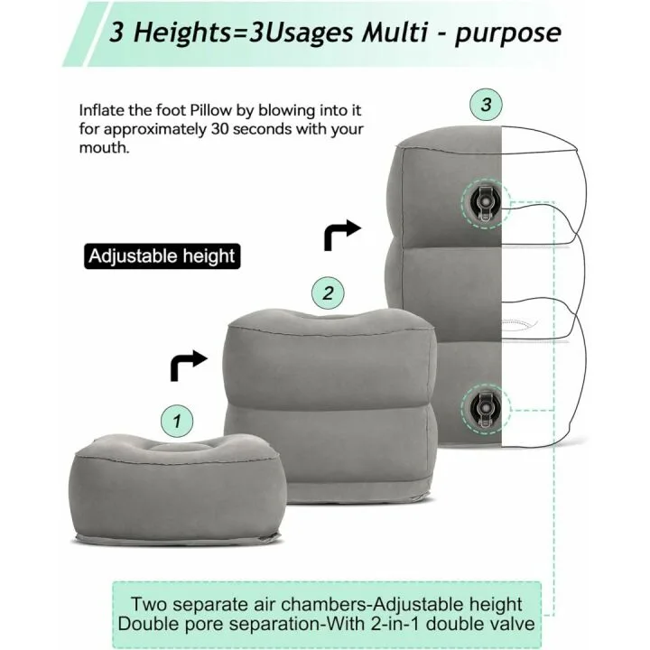 Inflatable Foot Rest Pillow for Travel Comfort
