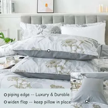 FADFAY Floral Duvet Cover Set King Cotton Vibrant Design