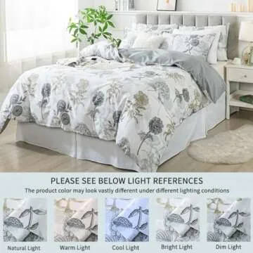 FADFAY Floral Duvet Cover Set King Cotton Vibrant Design