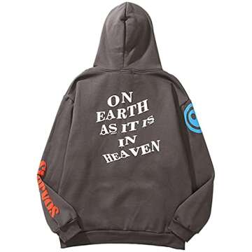 WINKEEY Men's Hoodie Lucky Me Ghosts Hip Pop Pullover Long Sleeve Sweatshirt with Kangaroo Pocket for Men Women (S,Green Brown)