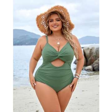 Blooming Jelly Womens Plus Size Bathing Suit Tummy Control One Piece Swimsuit Twist Front Ruched Swi...