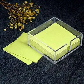 Acrylic Cocktail Napkin Holder for Table, Clear Beverage Napkin Holder Square Rectangle for Dinner, Kitchen, Bathroom, Restaurant, Bar (2 Pieces, 5.5 x 5.5 Inch)