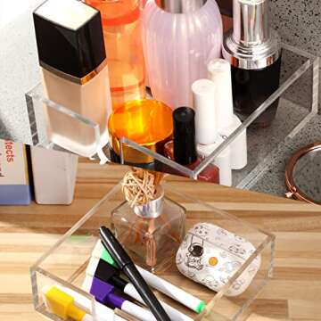 Acrylic Cocktail Napkin Holder for Table, Clear Beverage Napkin Holder Square Rectangle for Dinner, Kitchen, Bathroom, Restaurant, Bar (2 Pieces, 5.5 x 5.5 Inch)