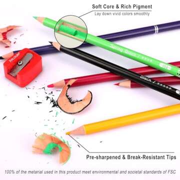 KALOUR 72 Count Colored Pencils for Adult Coloring Books, Soft Core,Ideal for Drawing Blending Shading,Color Pencils Set Gift for Adults Kids Beginners