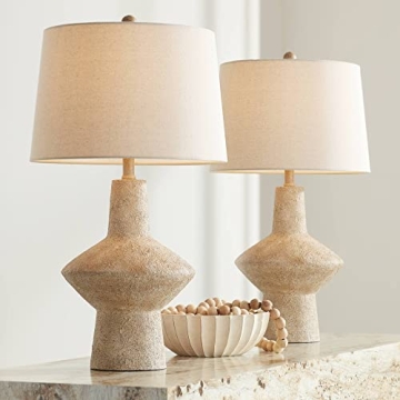 360 Lighting Cozumel 26 3/4" Tall Geometric Rustic Mid Century Modern Coastal Table Lamps Set of 2 B...