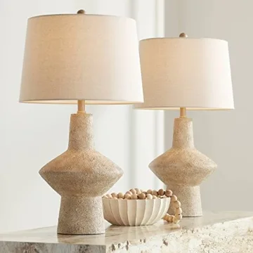 360 Lighting Cozumel 26 3/4" Tall Geometric Rustic Mid Century Modern Coastal Table Lamps Set of 2 B...