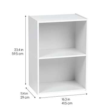 IRIS CX-2 Wood, Bookshelf Storage Shelf, Bookcase, 2-Tier, White