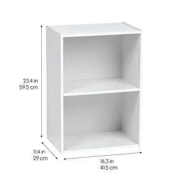 IRIS CX-2 Wood, Bookshelf Storage Shelf, Bookcase, 2-Tier, White
